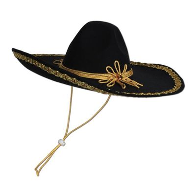 Felt Sombrero - Black w/ Gold Trim