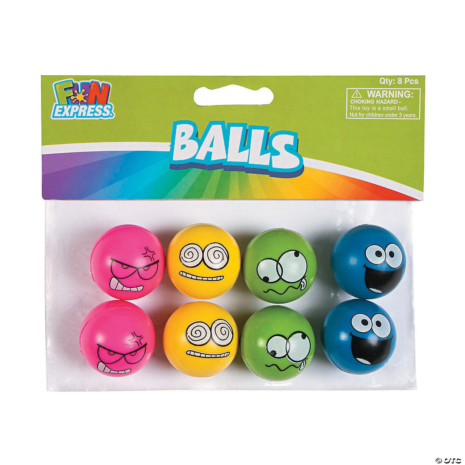 Emoji Bouncing Ball 8 Ct Poly Bag Header - Single