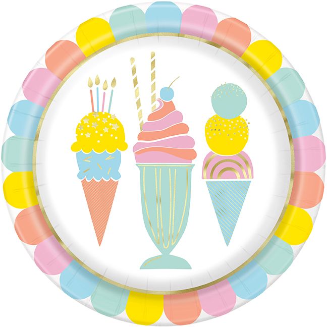 Pastel Ice Cream - 9&quot; Plates 8ct