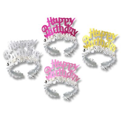 Happy Birthday Tiara w/Fringe - Assorted