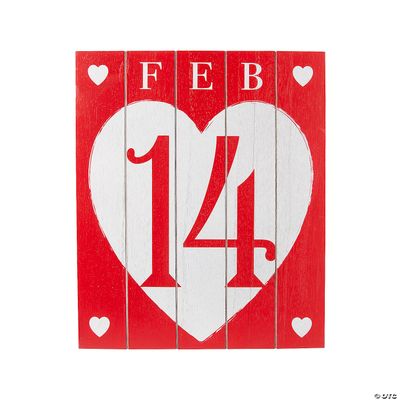 Valentine Feb 14th MDF Sign w/ Easel