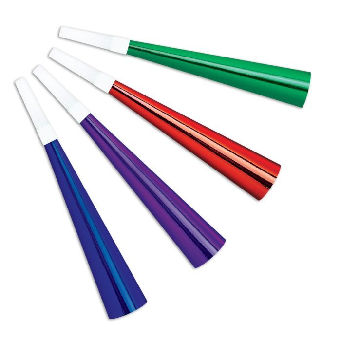 Foil Party Horns - 4ct Assorted