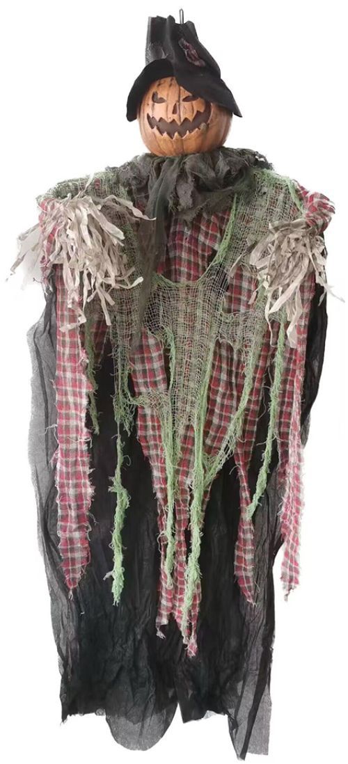 Hanging Plaid Pumpkin Scarecrow 47&quot;