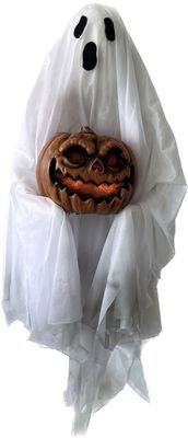Hanging Ghost Holding Pumpkin Light Up 47.2&quot;