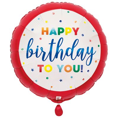 Dots &amp; Stars Birthday - 17&quot; Helium Filled Foil Balloon, Ribbon