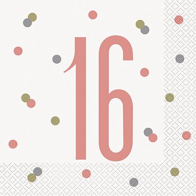 Glitz Rose - 16th Lunch Napkins 16ct