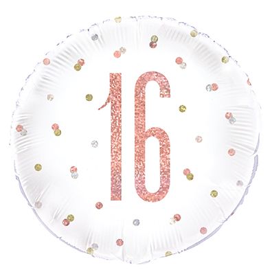 Glitz Rose 16th - 18&quot; Helium Filled Foil Balloon,Ribbon