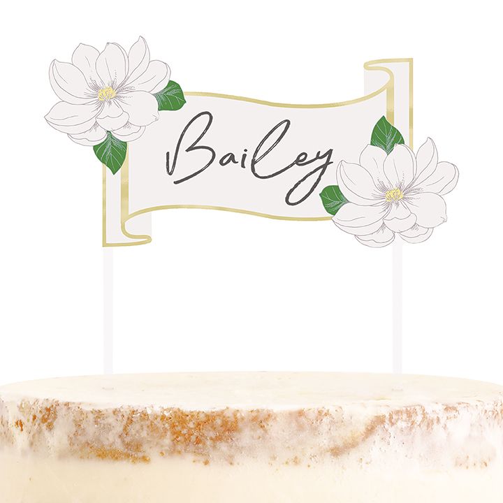 Floral Gold Acrylic Cake Topper