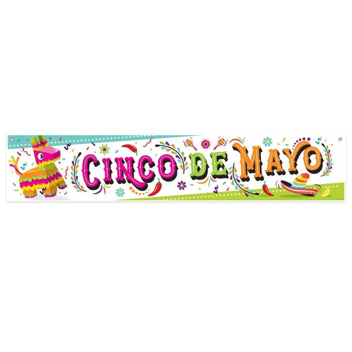 Cinco De Mayo Banner 12&quot; x  5&#39; - Indoor &amp; Outdoor