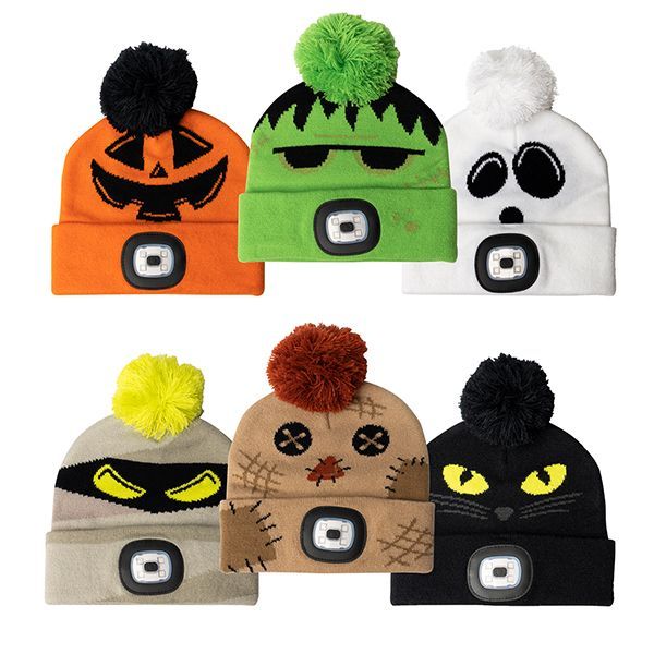 Halloween Light Up LED Rechargeable Pom Hats