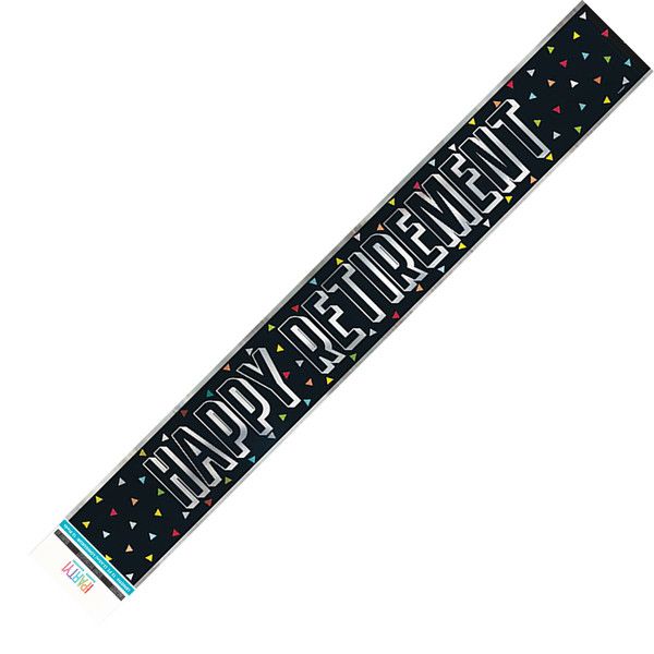 Happy Retirement - Black Foil Banner 12ft