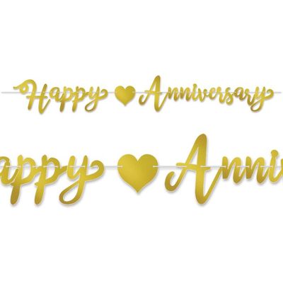 Happy Anniversary Banner Gold