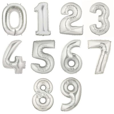 Silver 34&quot; Helium Filled Foil Balloon and Ribbon