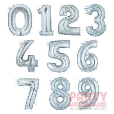 Silver Holographic 34&quot; Helium Filled Foil Balloon and Ribbon