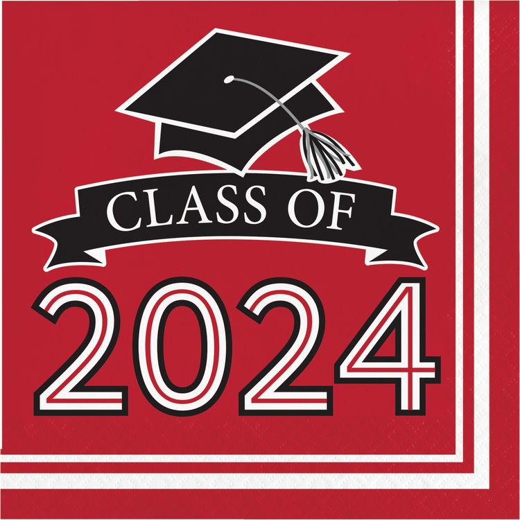 Class Of 2024 - Lunch Napkins, Color: Red, Count: 36ct