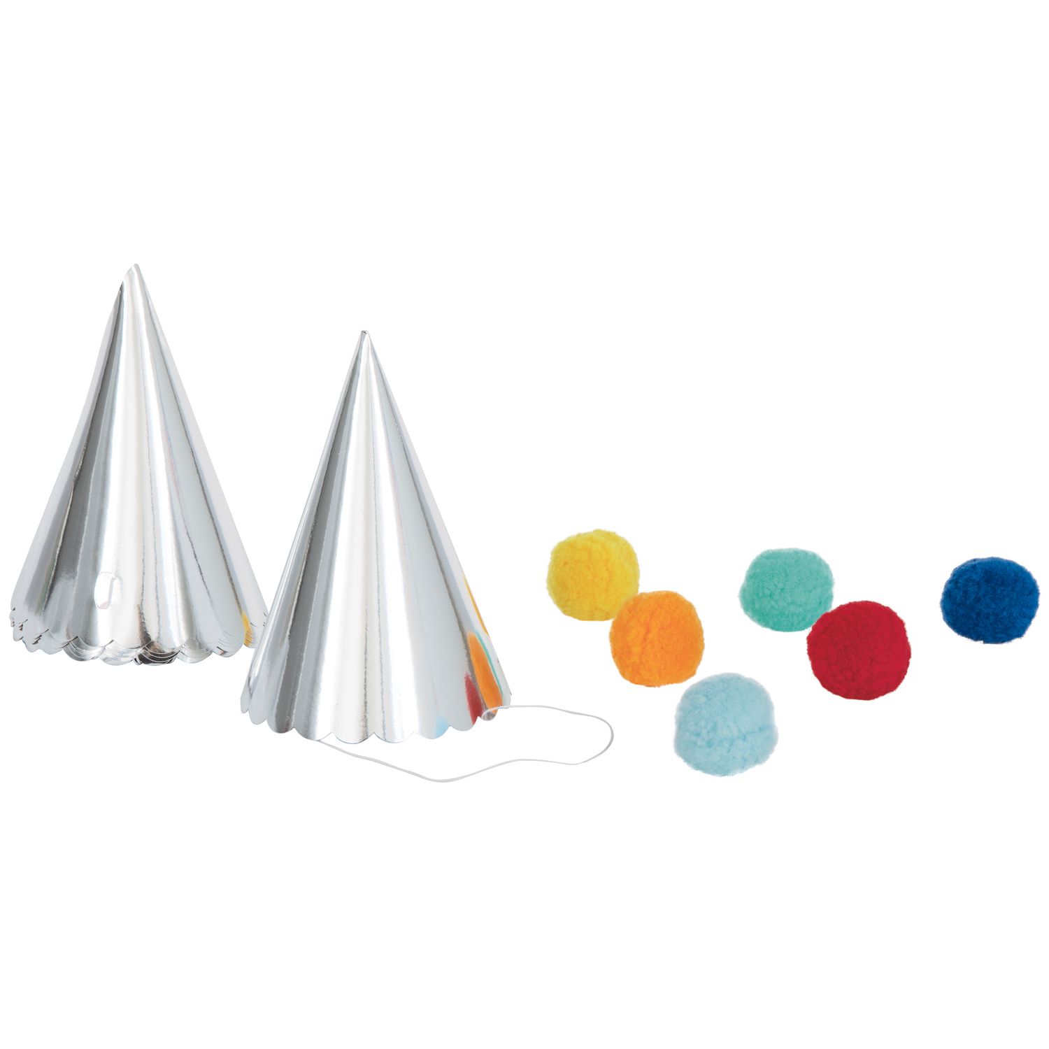 Pom Pom Foil Party Hats - 6ct