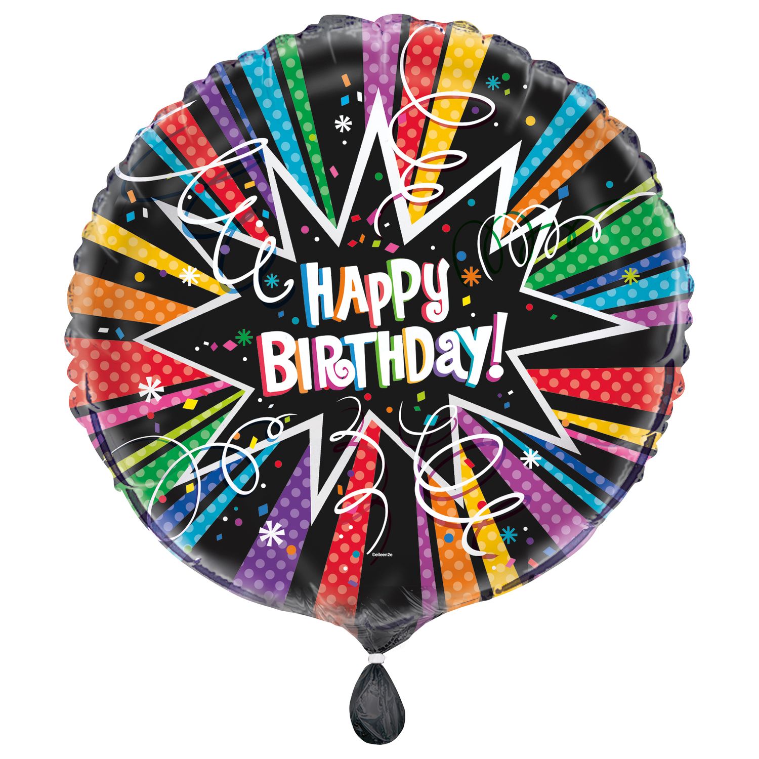 Rainbow Starburst Bday - 18&quot; Helium Filled Foil Balloon