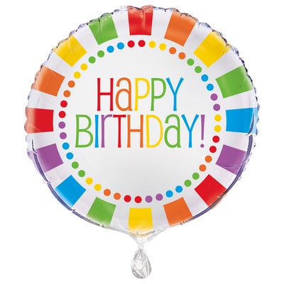 Rainbow Birthday - 18&quot; Helium Filled Foil Balloon