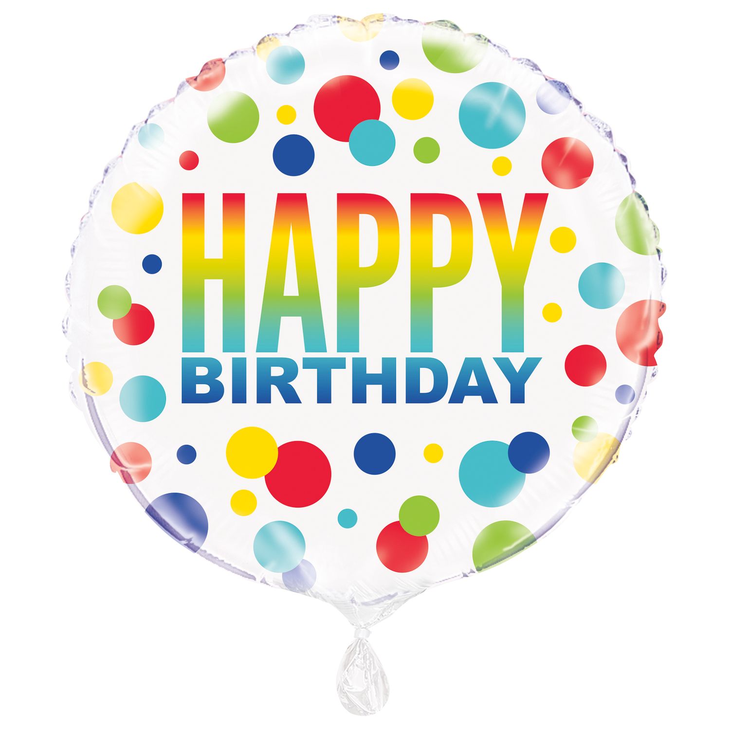 Rainbow Spots Bday - 18&quot; Helium Filled Foil Balloon
