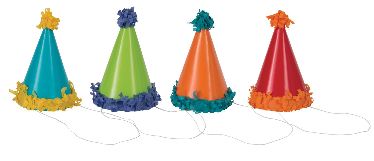 Pom Pom Mini Party Hats - 8ct