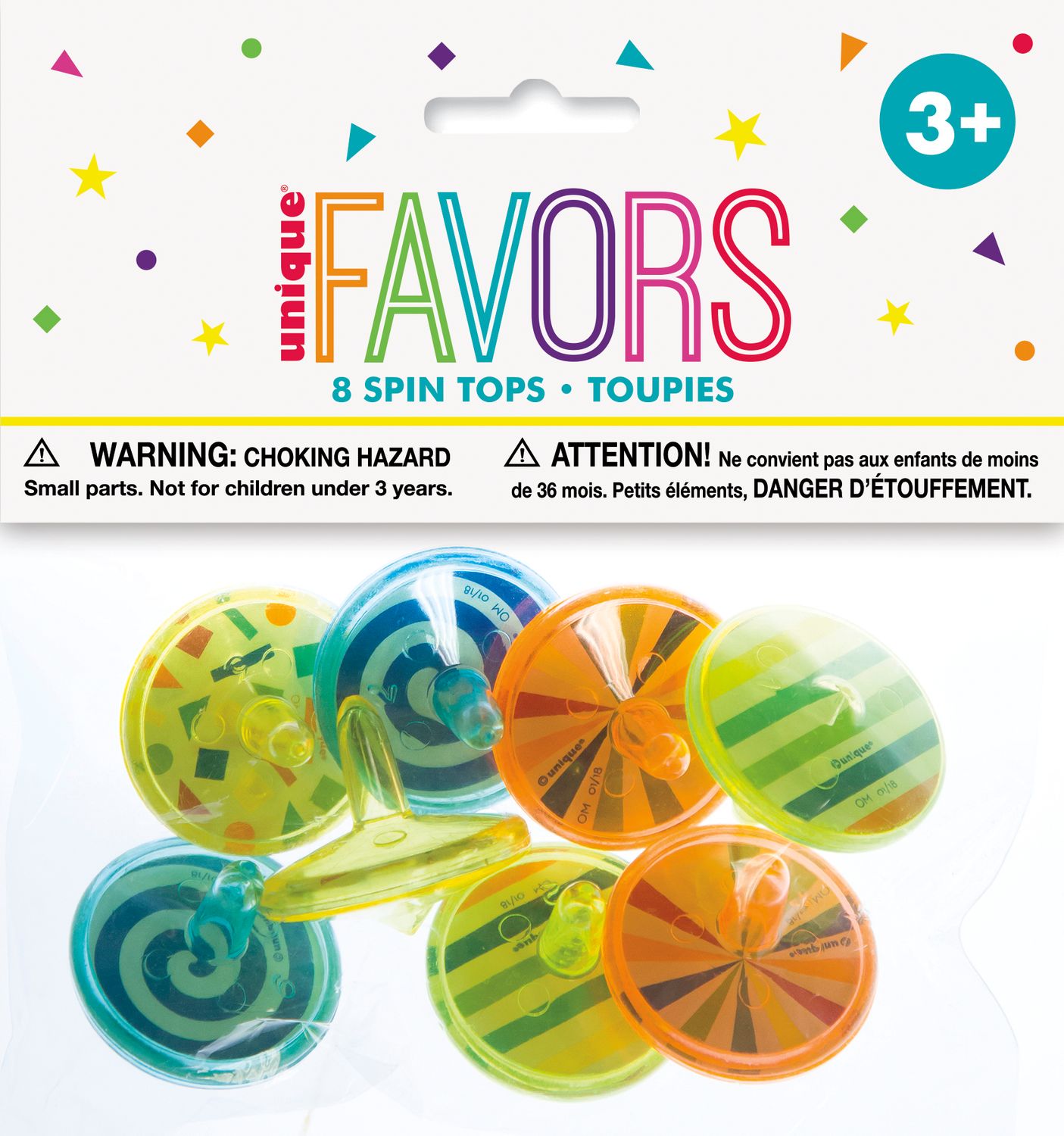 Plastic Spin Tops - 8ct