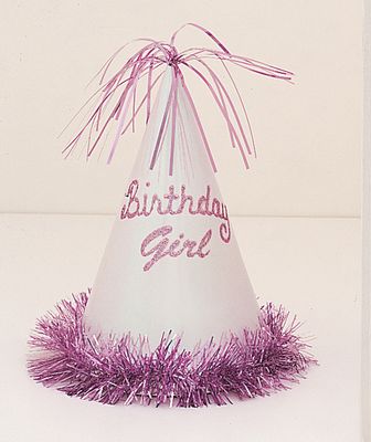 B&#39;day Girl Glitter Fringe Hats
