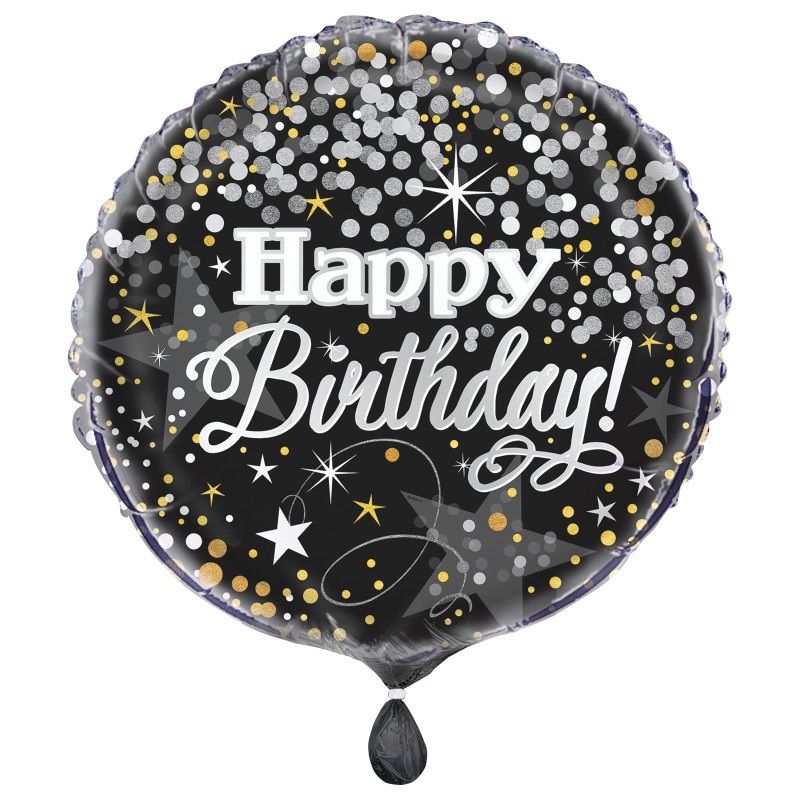 Glittering Birthday - 18&quot; Helium Filled Foil Balloon