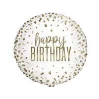 Confetti Gold Birthday - 18&quot; Helium Filled Foil Balloon