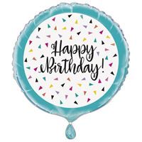 Triangle Confetti Birthday - 18&quot; Helium Filled Foil Balloon