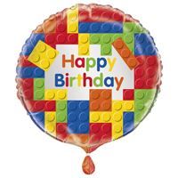 Building Block Birthday - 18&quot; Helium Filled Foil Balloon