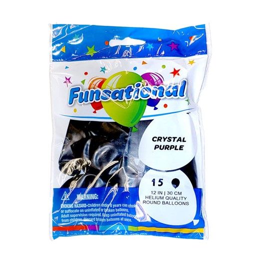 Funsational Crystal Purple 12&quot; - , Count: 15 Ct