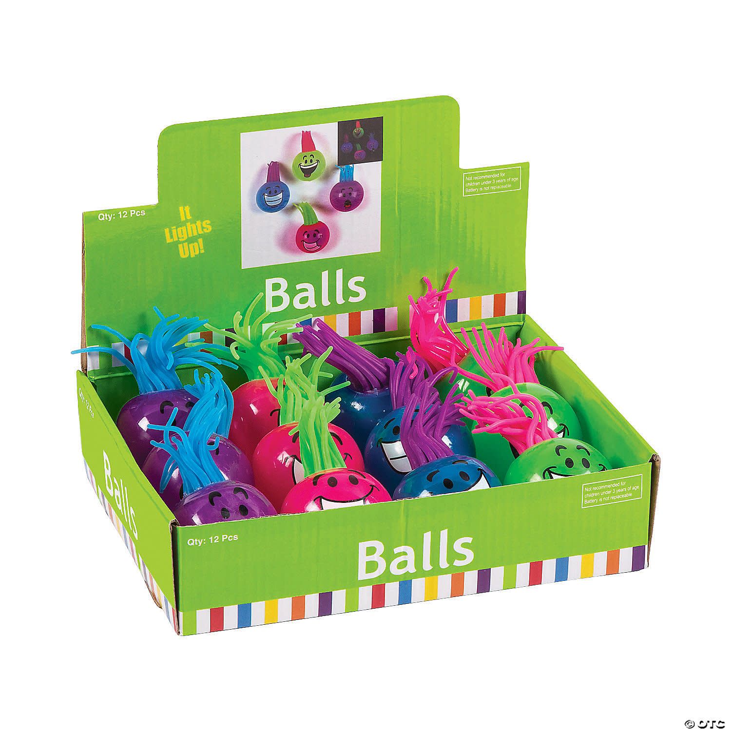 Funny Face Light Up Ball - 12 Ct Box