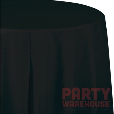 Round Plastic Tablecover Black Velvet 84&quot;