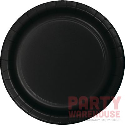 9&quot; Paper Luncheon Plate Black Velvet 24 Ct