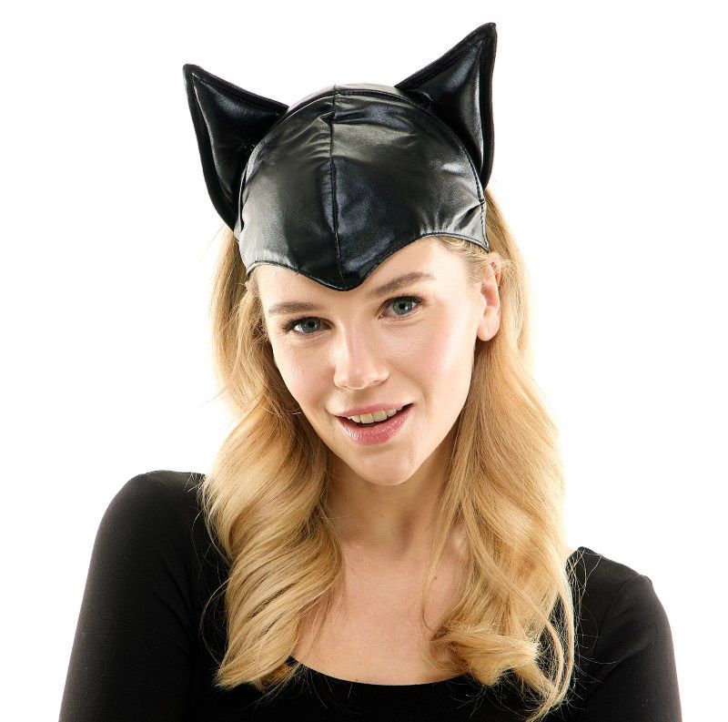 Black Leather Cat Ear Headband
