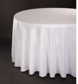 White Fabric Tablecover - Round 120&quot;