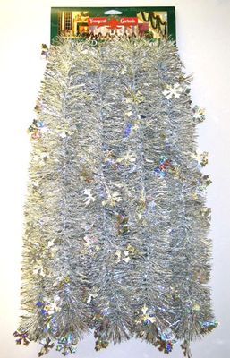 HoloTinsel Silver Snowflakes Garland 10&#39;