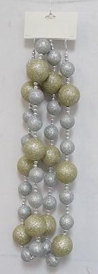 Gllitter Ball Garland 6&#39; Champagne Silver