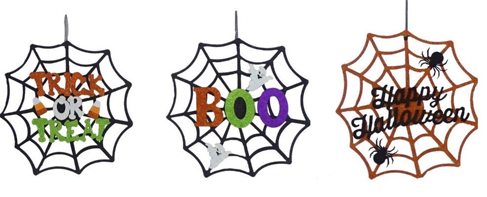 Glitter Hanging Spider Web Decor 14&quot;
