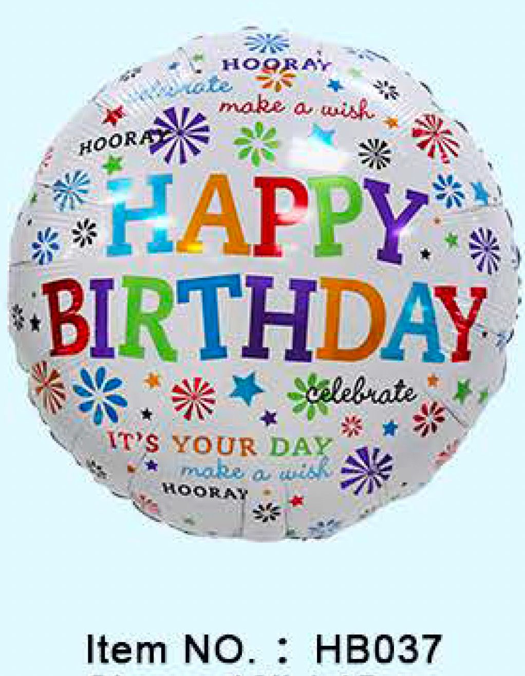 Fireworks Birthday - 18&quot; Helium Filled Foil Balloon, Ribbon