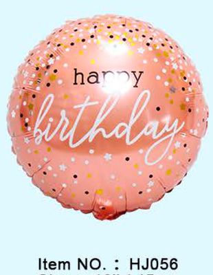 Rose Gold Birthday Dots - 18&quot; Helium Filled Foil Balloon, Ribbon