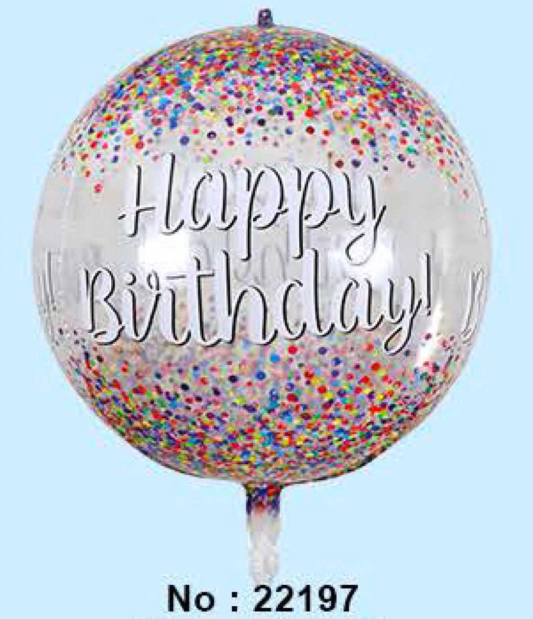Birthday Confetti Orbz - 15&quot; Helium Filled Foil Balloon, Ribbon