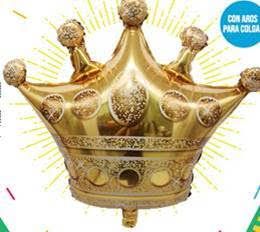 29&quot; Gold Crown Helium Inflated, Ribbon
