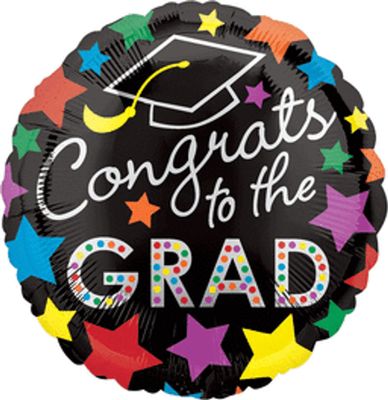 Congrats to the Grad Dots - 18&quot; Helium Filled Foil Balloon, Ribbon