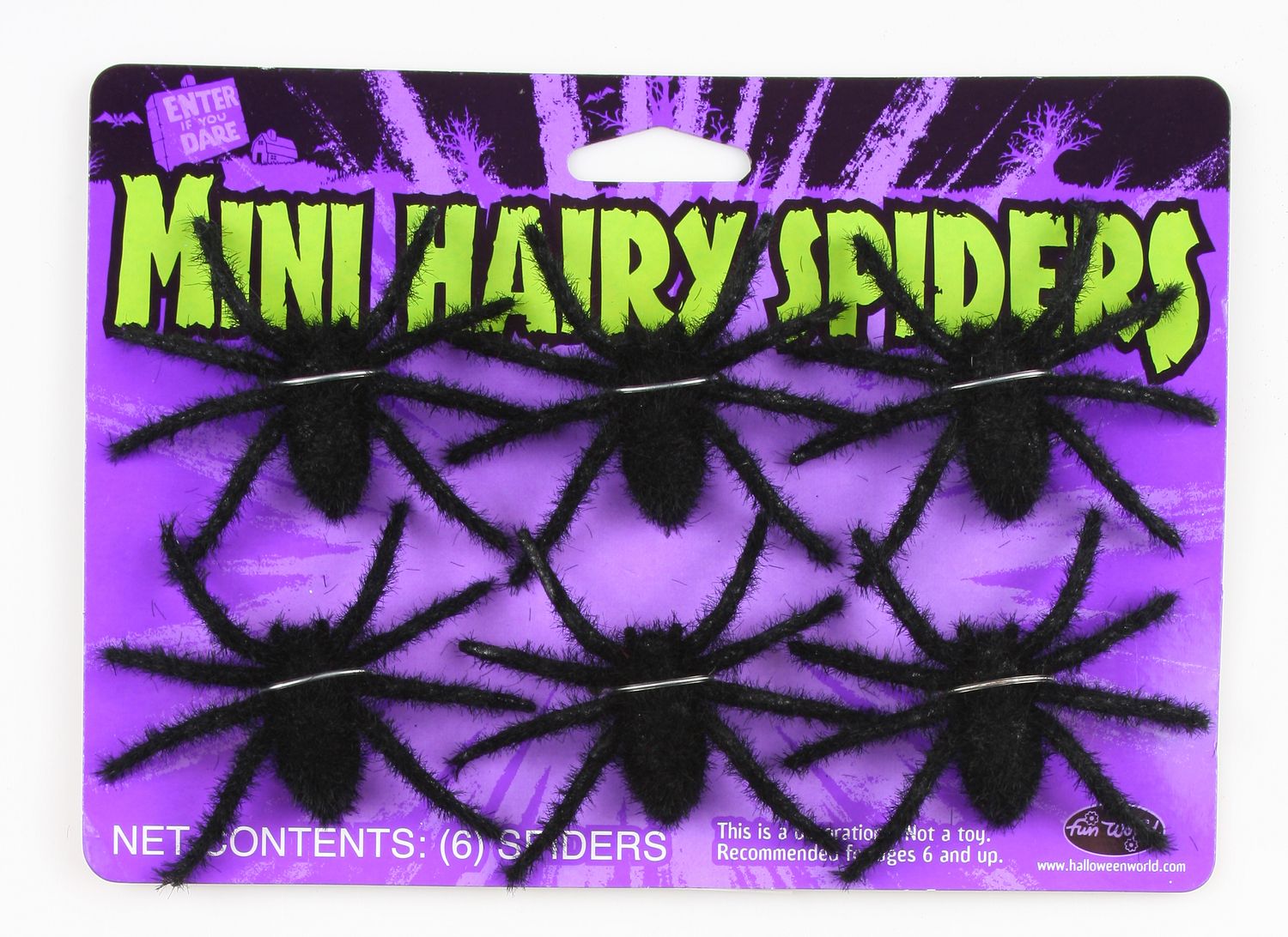 Mini Black Hair Spiders 6pc