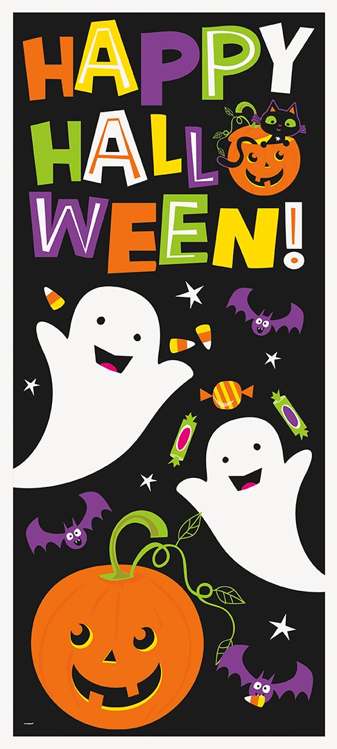 Cat &amp; Pumpkin - Door Poster 27&quot; X 60&quot;