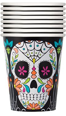 Day Of The Dead Skull - 9oz Cups 8ct