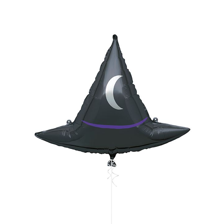 Giant Witch Hat - 25&quot; Helium Filled Foil Balloon, Ribbon