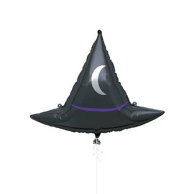Giant Witch Hat - 25&quot; Helium Filled Foil Balloon, Ribbon