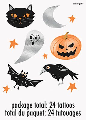 Bats &amp; Boos Foil Tattoos 24ct
